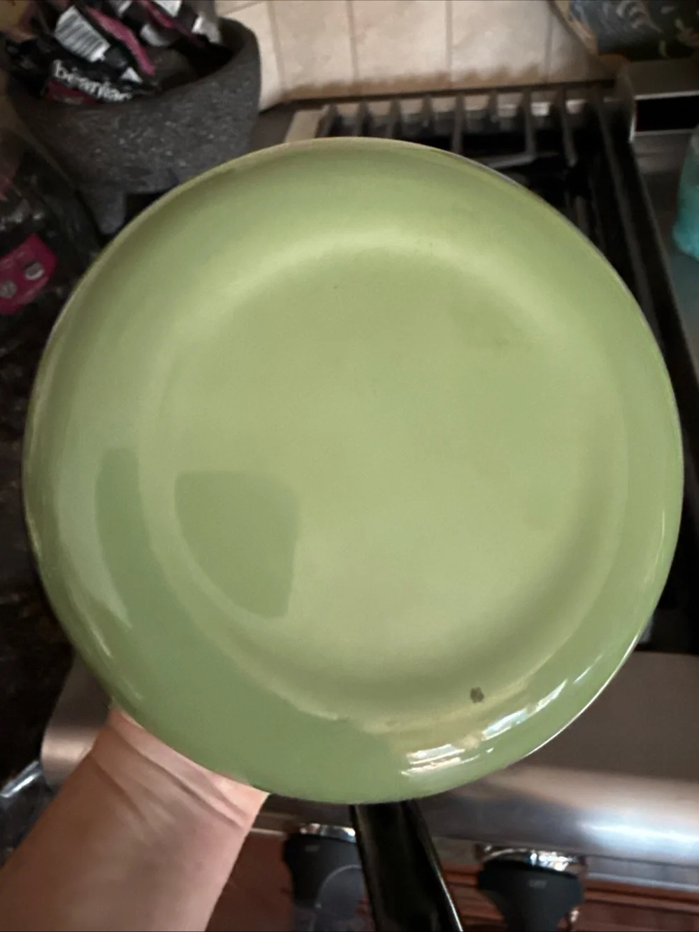 Vintage Green Decorative Enamel coffee pot with Glass Lid